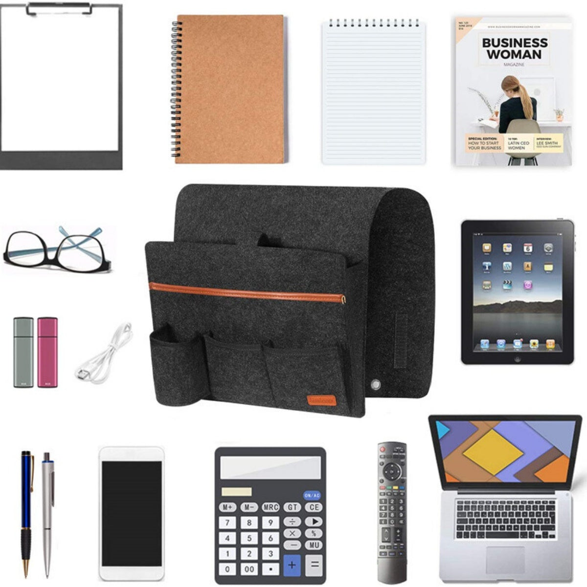 Extra Felt Bedside Storage Organizer Hanging Storage Armrest Sofa Holder Pouch