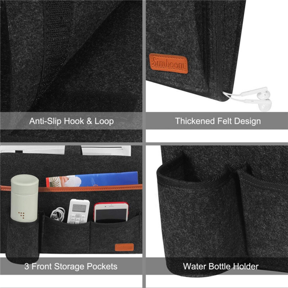 Extra Felt Bedside Storage Organizer Hanging Storage Armrest Sofa Holder Pouch